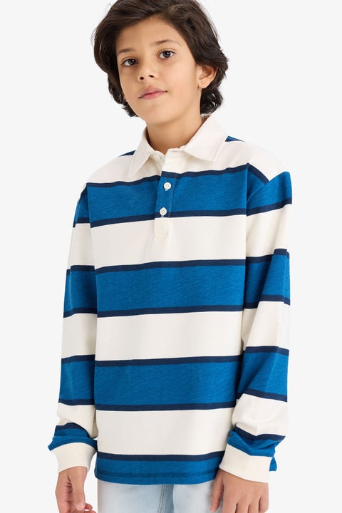 Blue Boy Boy Color Block Polo T-Shirt Casual
